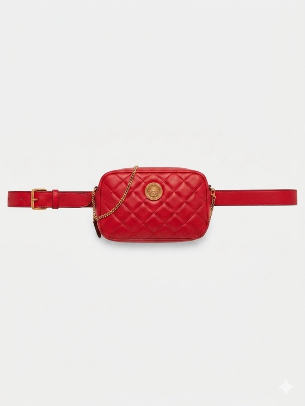Sale ends 6/10 Versace Red Medusa Quilted Leather Crossbody Camera Bag/belt bag